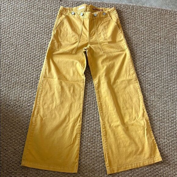 Pilcro Yellow Wide Leg Pants Retro-Inspired - Picture 1 of 11